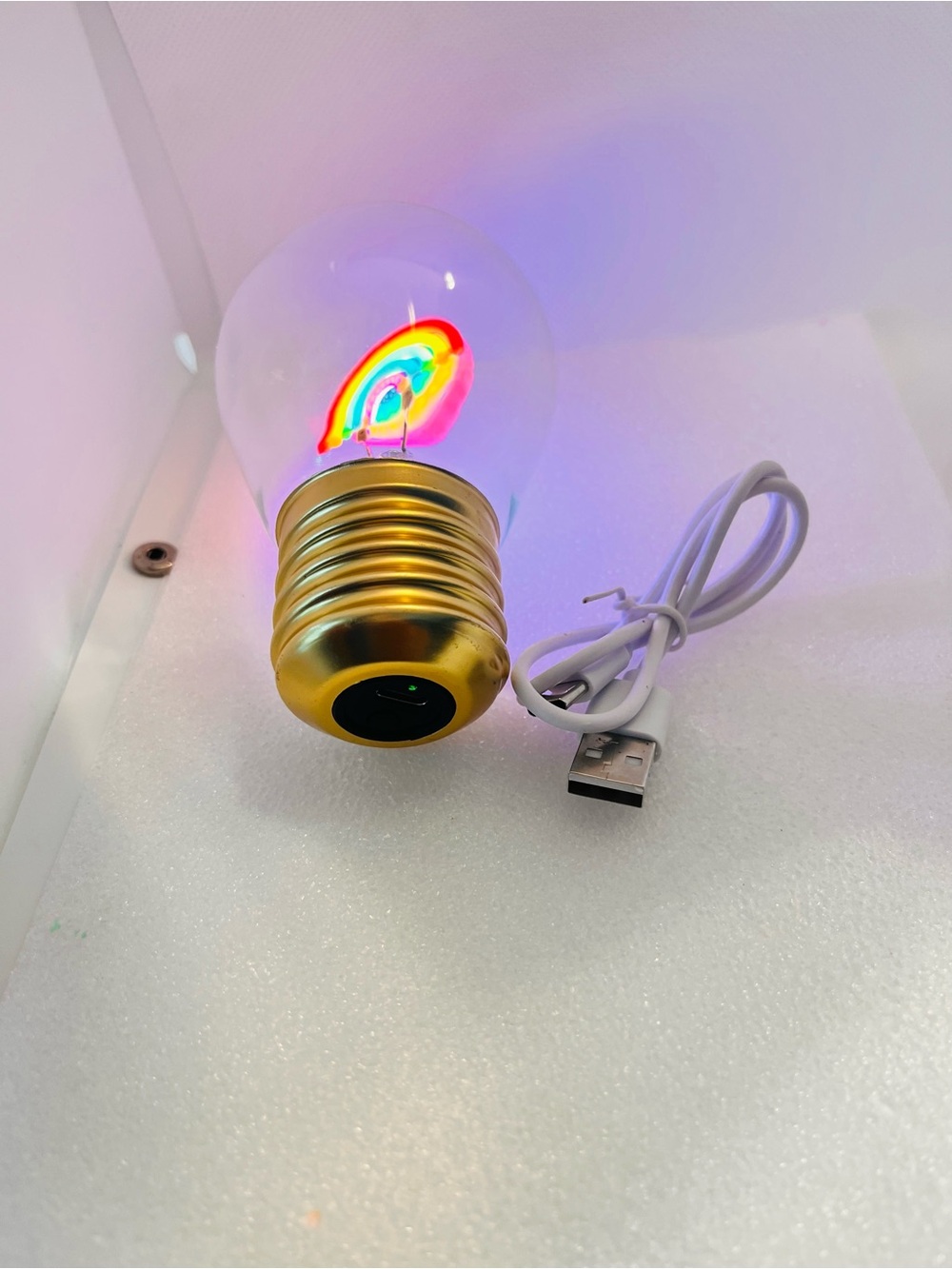 Rainbow Night Light Bulb  - Gold Base - Picture 3 of 7